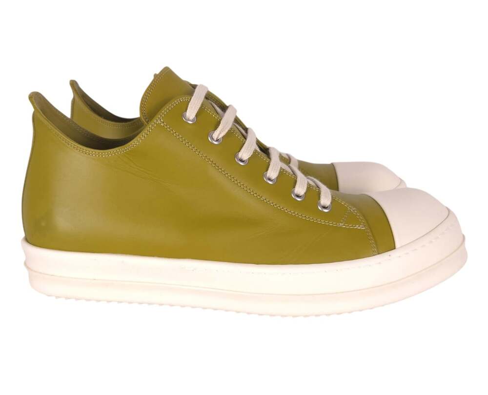 Rick Owens Low Sneaks Sneakers US 11 EU 44 Mens Acid Milk Leather $1090